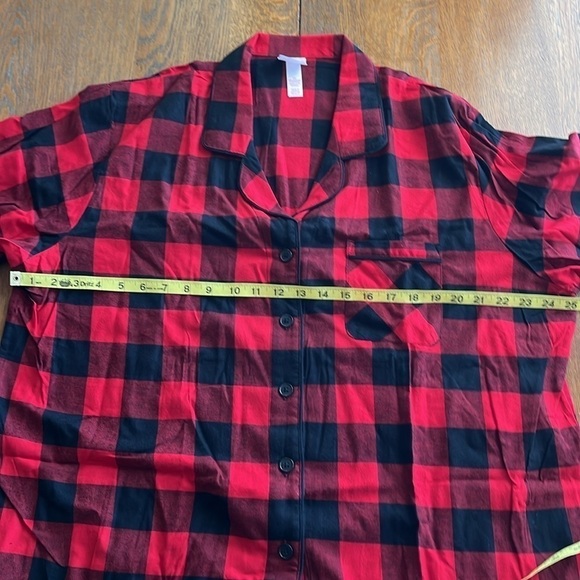 NWT Pajamas Set Wondershop Buffalo Red Black Plaid Size 1X Button Top Pants - Picture 4 of 10